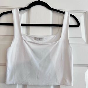 Babaton Cropped White Tank Top
